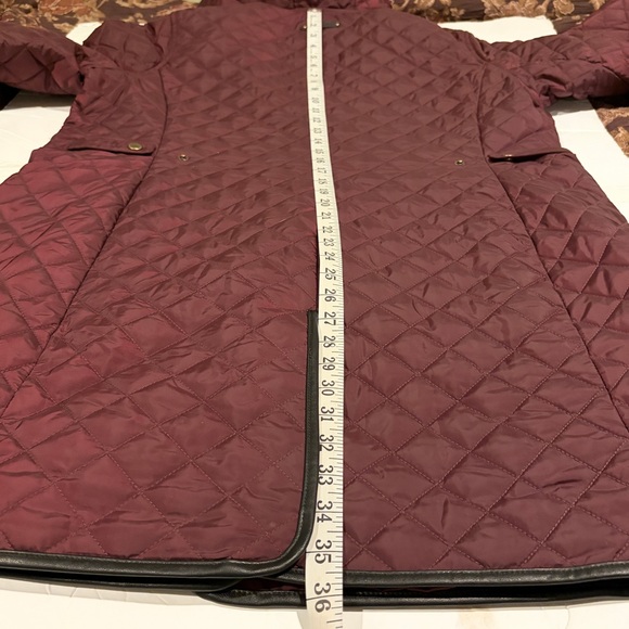 Lauren Ralph Lauren Quilted Hooded Coat XL Burgundy Equestrian Lining - Picture 14 of 14